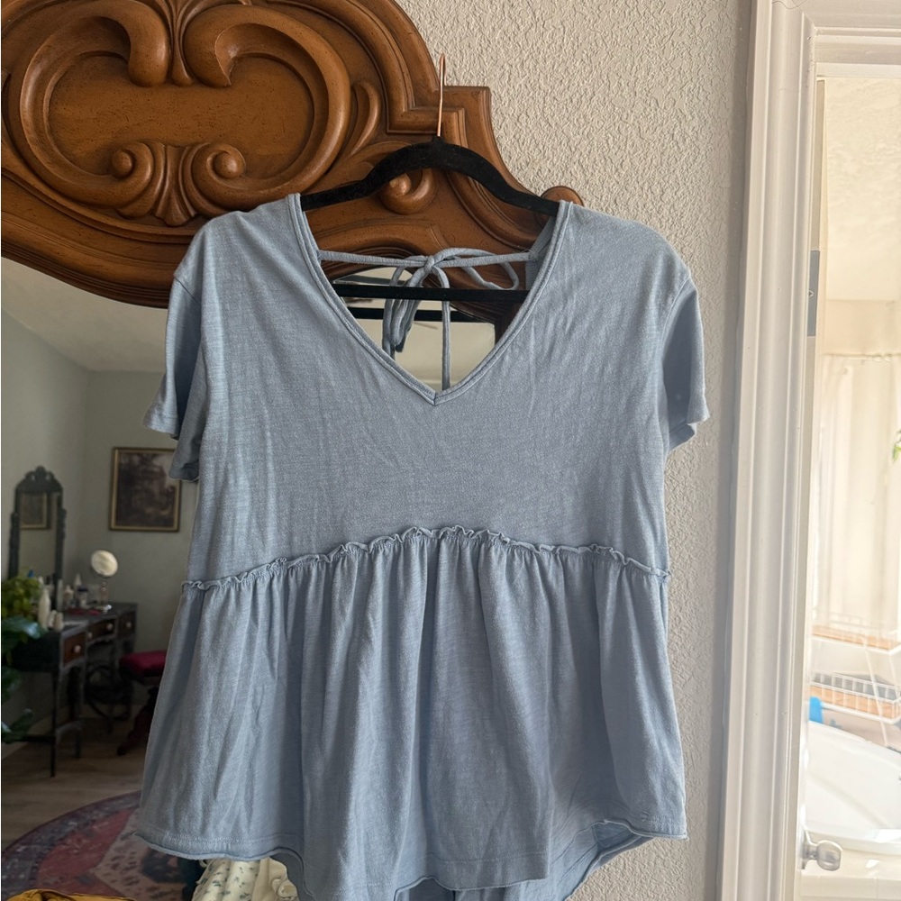 SO Women's Light Blue Short Sleeve Top